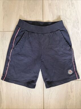 Moncler Boys Size 10 Navy Shorts with Red & White Side Piping